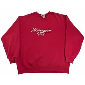Vintage y2k Wisconsin Badgers Embroidered Crewneck Men's Large Red Sweatshirt